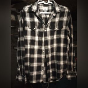 Black and White Slim Fit Flannel Shirt